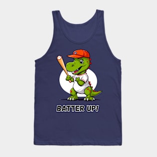 Batter Up Dino Playing Baseball Tank Top